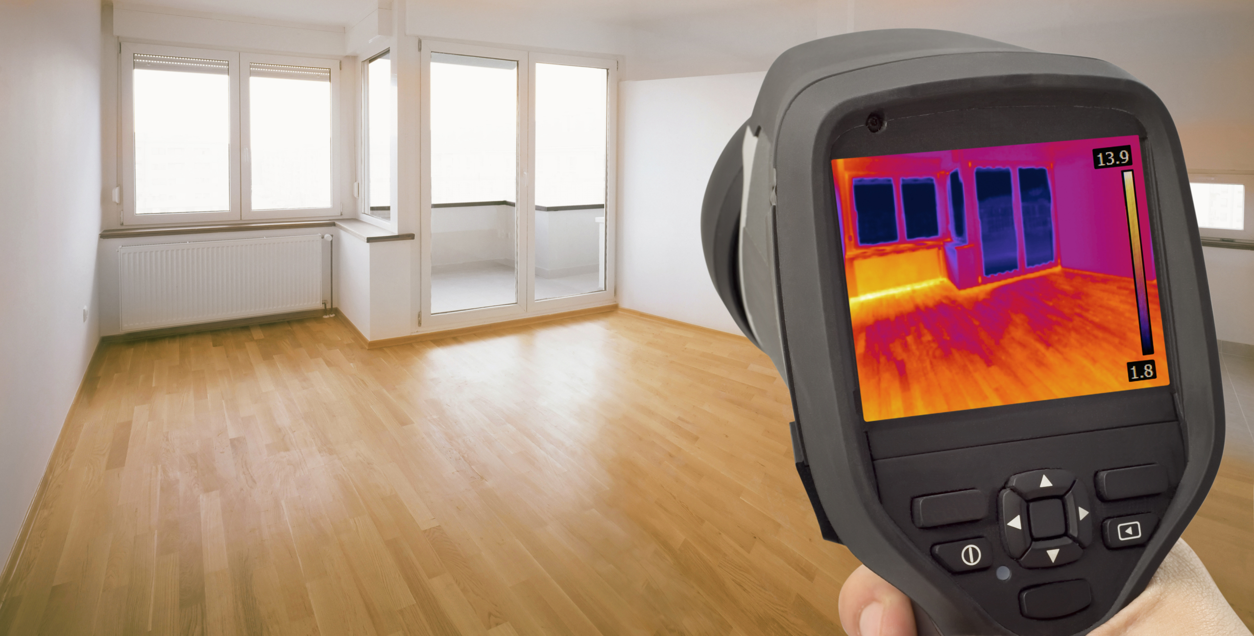 IR Thermal Image Of heat loss through window